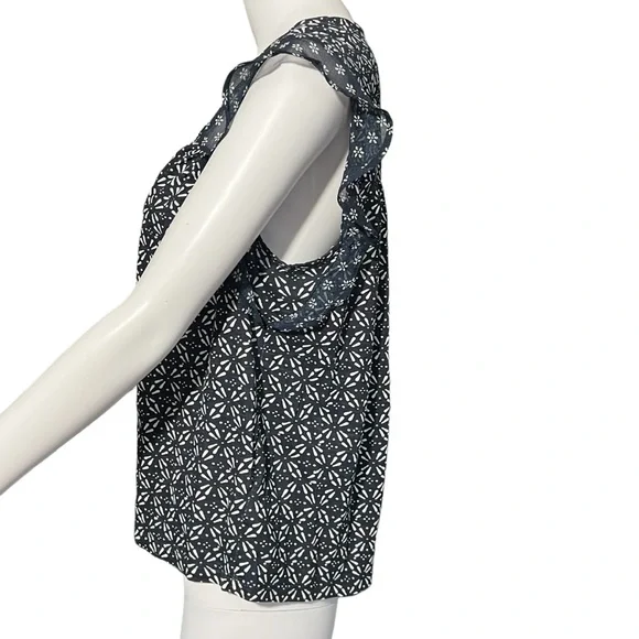 Lucky Brand - Womens Navy Blue Sheer Ruffle Sleeve Top Sz. MD - Picture 5 of 11